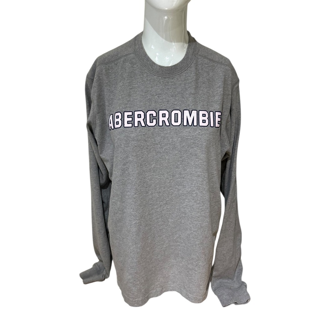 Vtg Y2K Abercrombie & Fitch Spell Out Logo front hit Muscle Long sleeve Tshirt L